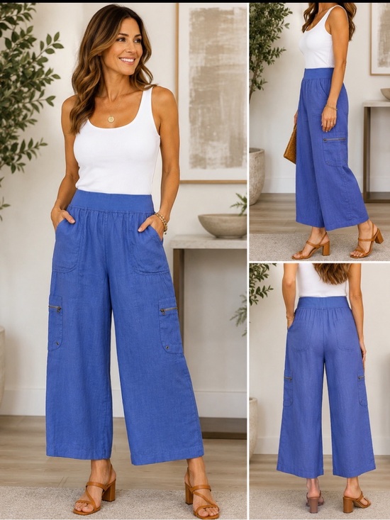 XCVI Pants - XCVI Wide-Leg Utility Pants in Blue